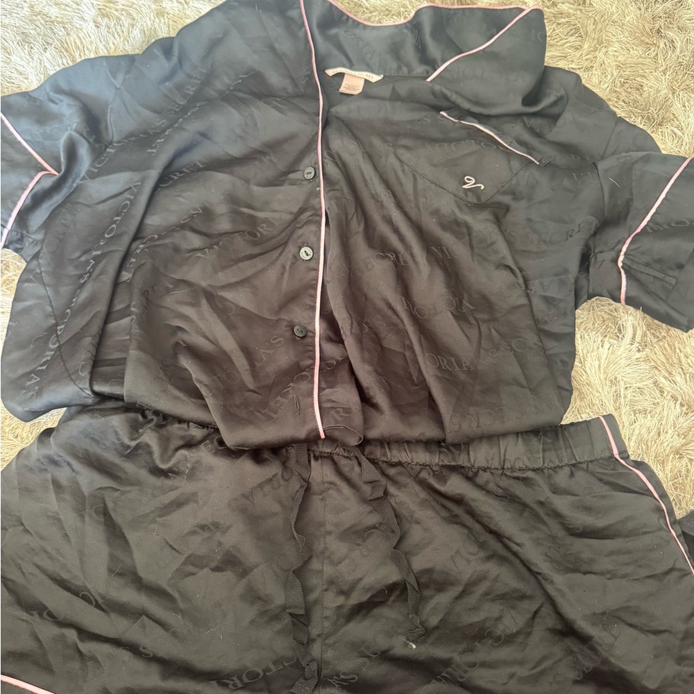 Victoria's Secret Black Sleepwear with Pink Accents